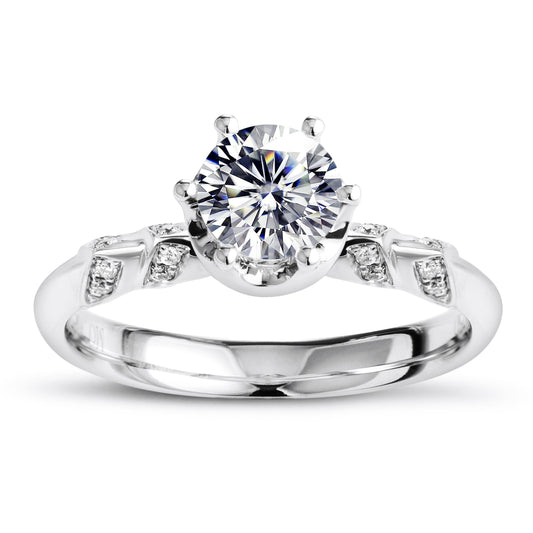 Eco—034: 1.0ct D VS1 Round Cut Lab-Grown Diamond Ring in 18K White Gold By Ecogemma · IGI Certified