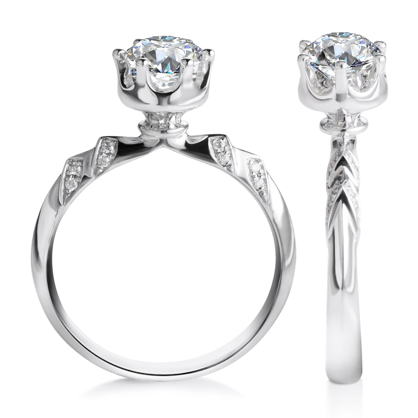 Eco—034: 1.0ct D VS1 Round Cut Lab-Grown Diamond Ring in 18K White Gold By Ecogemma · IGI Certified