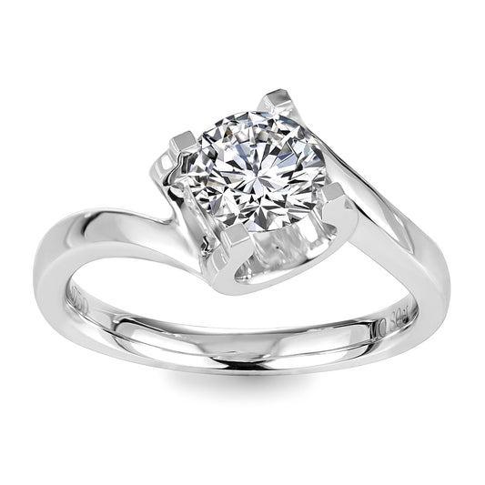 Eco-035: 1.0ct D VVS1 Round Cut Lab-Grown Diamond Ring in 18K White Gold By Ecogemma · IGI Certified