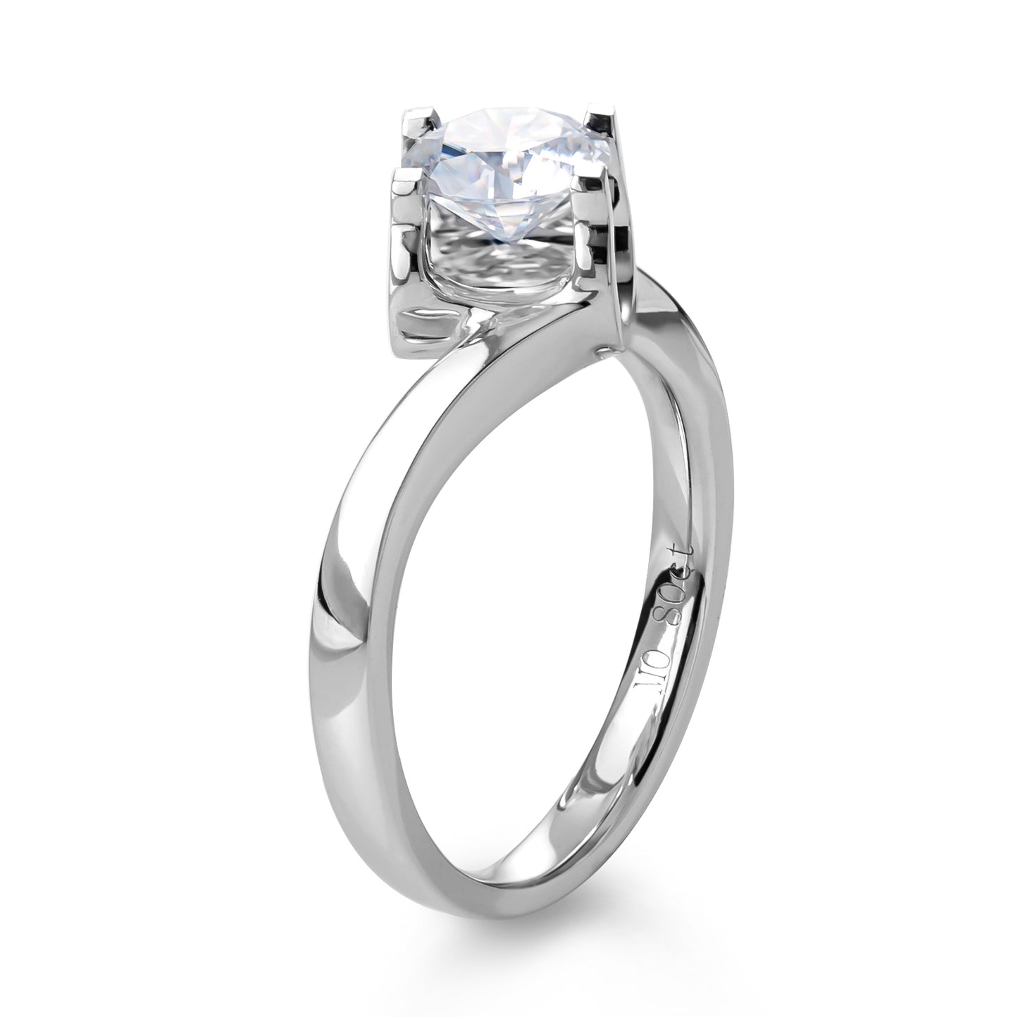 Eco-035: 1.0ct D VVS1 Round Cut Lab-Grown Diamond Ring in 18K White Gold By Ecogemma · IGI Certified