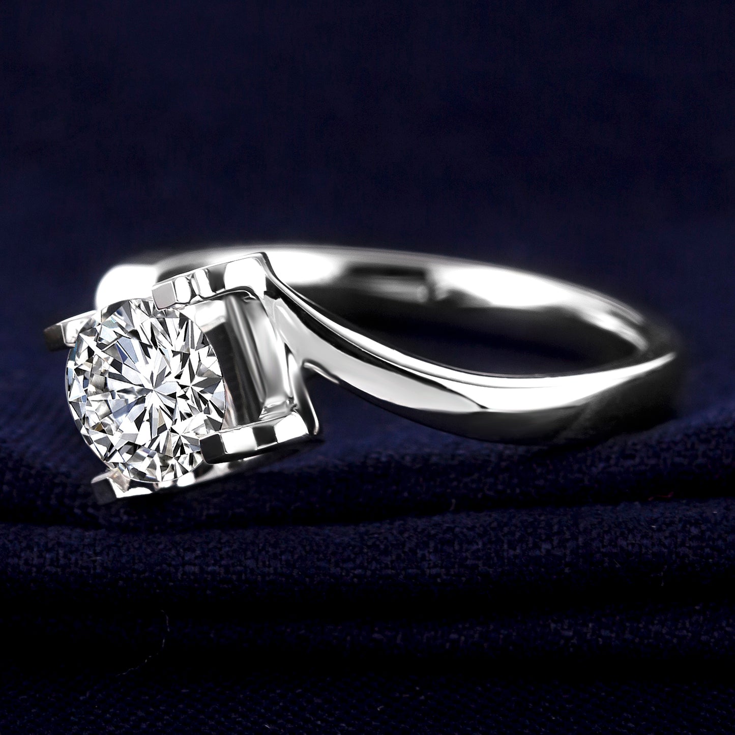 Eco-035: 1.0ct D VVS1 Round Cut Lab-Grown Diamond Ring in 18K White Gold By Ecogemma · IGI Certified
