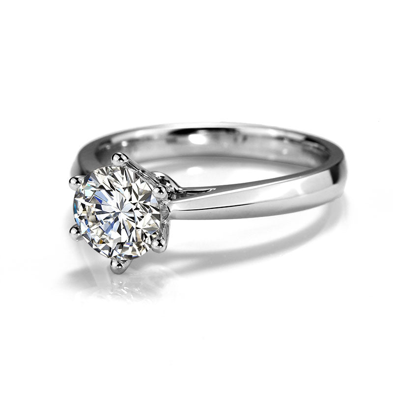 Eco-038: 1.0ct D VS1 Round Cut Lab-Grown Diamond Ring in 18K White Gold By Ecogemma · IGI Certified