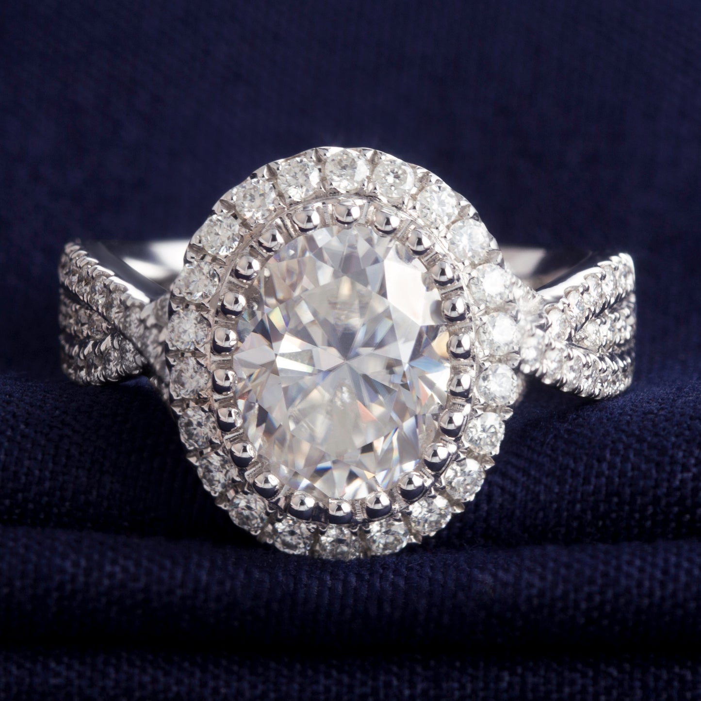 Eco-040: 1.5ct D VVS1 Oval-Cut Lab-Grown Diamond Ring in 18K White Gold By Ecogemma · IGI Certified