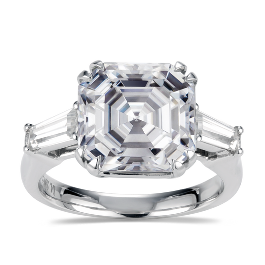 Eco-042: 1.0ct D VS1 Asscher-Cut Lab-Grown Diamond Ring in 18K White Gold By Ecogemma · IGI Certified