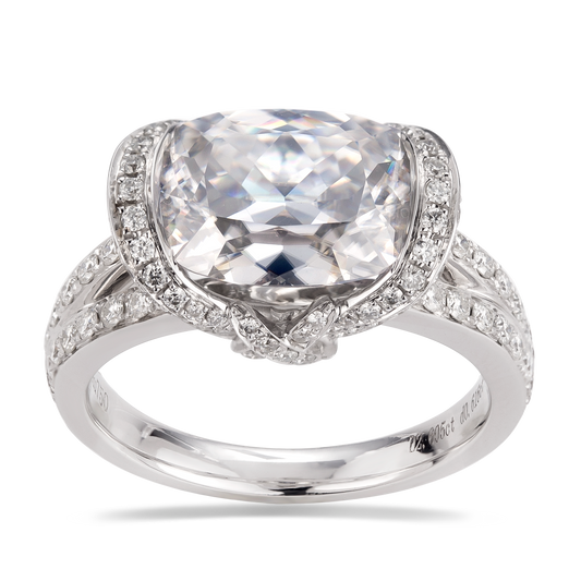 Eco-043 2.5ct Cushion-Cut D VVS1 Lab-Grown Diamond | 18K White Gold | IGI Certified