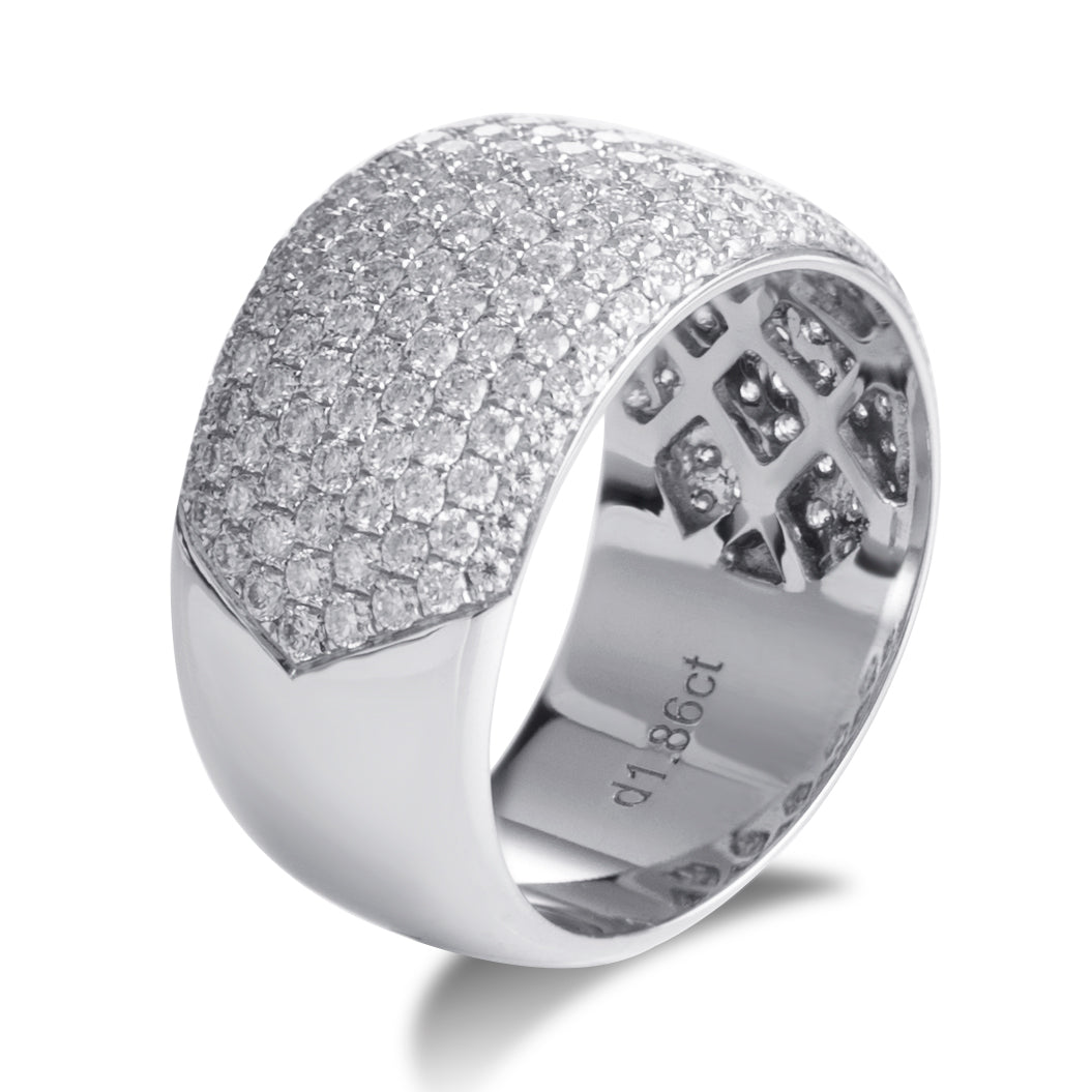 Eco-045: Full Pavé Lab-Grown Diamond Wide Band | 18K White Gold | IGI Certified | Ecogemma