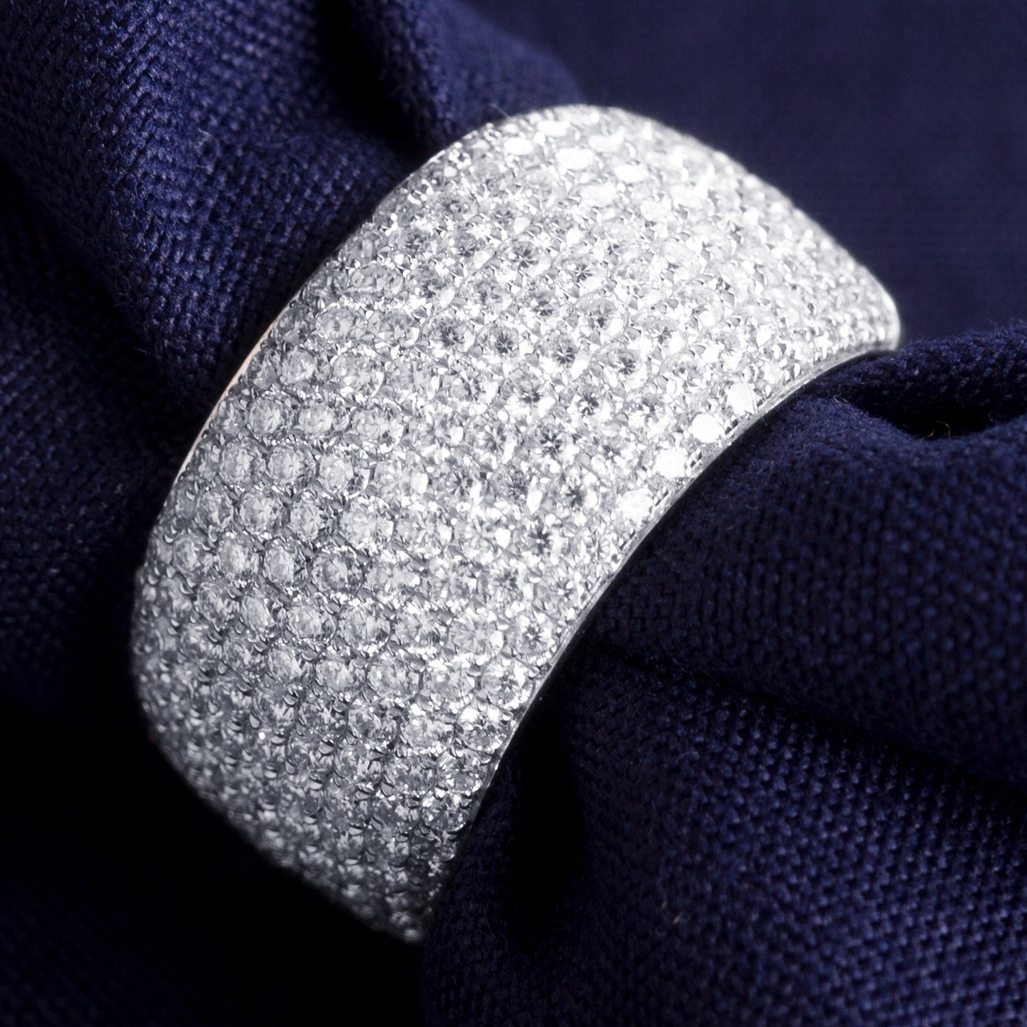 Eco-045: Full Pavé Lab-Grown Diamond Wide Band | 18K White Gold | IGI Certified | Ecogemma