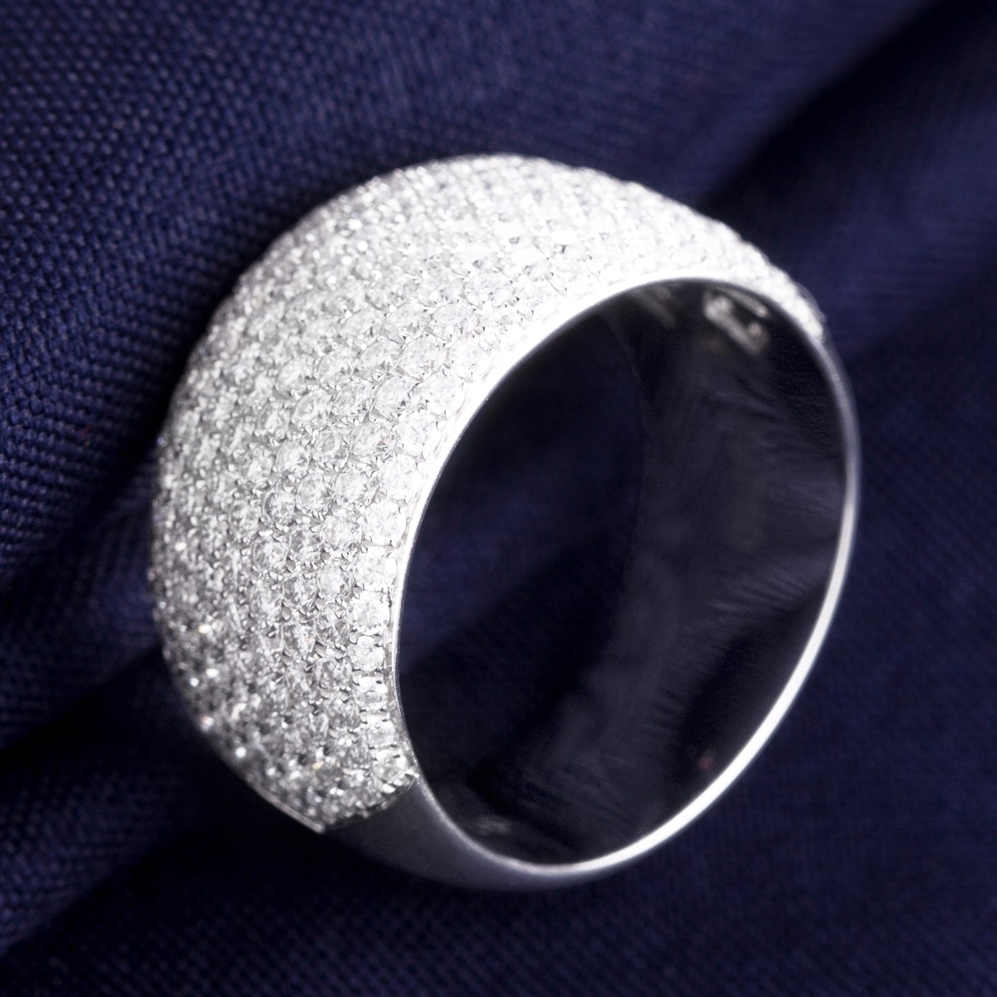 Eco-045: Full Pavé Lab-Grown Diamond Wide Band | 18K White Gold | IGI Certified | Ecogemma