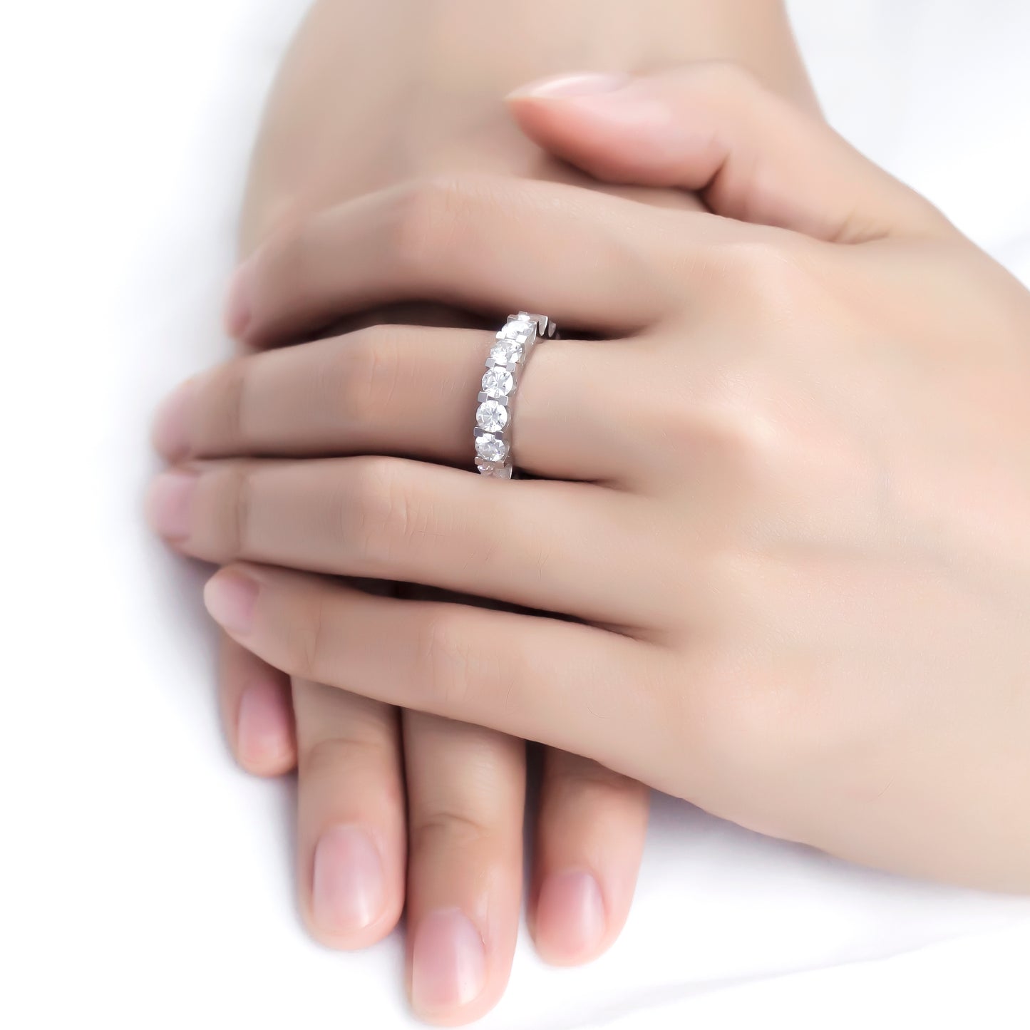 Eco-049: Eternity Band Lab-Grown Diamond Ring | 18K White Gold | IGI Certified | Ecogemma