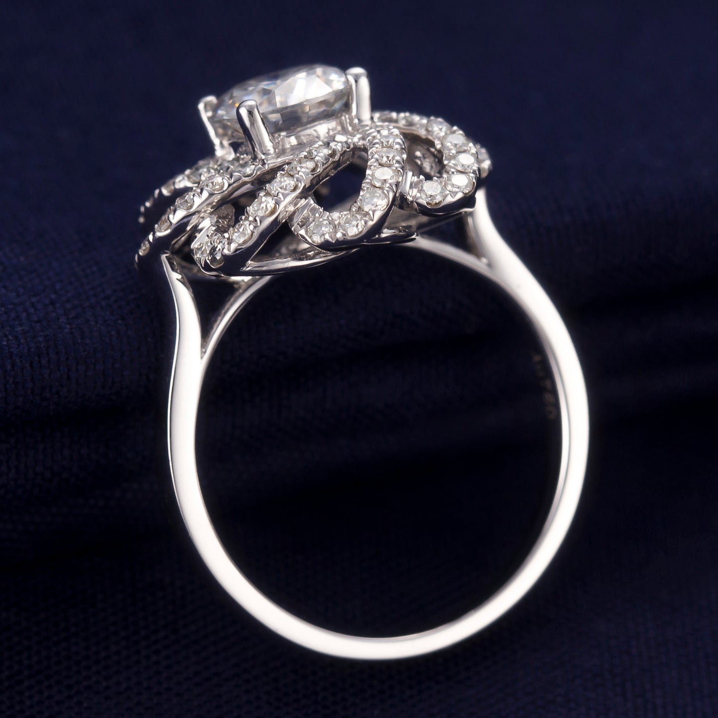 Eco-050: 1ct D VS1 Floral Halo Lab-Grown Diamond Ring | 18K White Gold | IGI Certified | Ecogemma