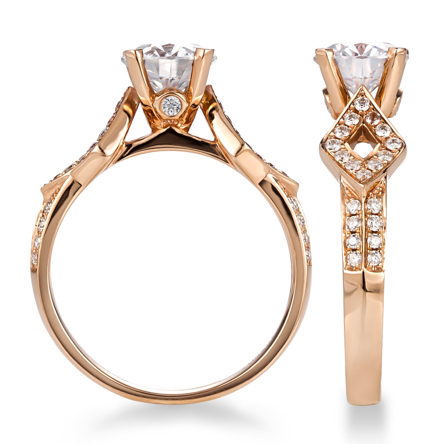 Eco-053: 1ct D VVS1 Crossroads Lab-Grown Diamond Ring | 18K Gold | IGI Certified | Ecogemma