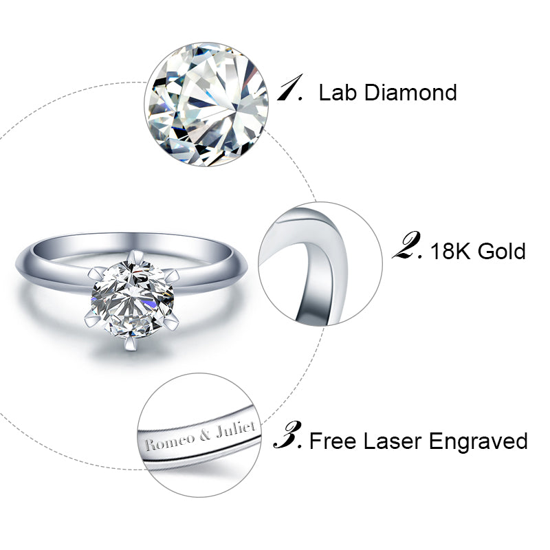Eco-058: 1ct D VVS1 Classic Solitaire Lab-Grown Diamond Ring | 18K Gold | IGI Certified | Ecogemma