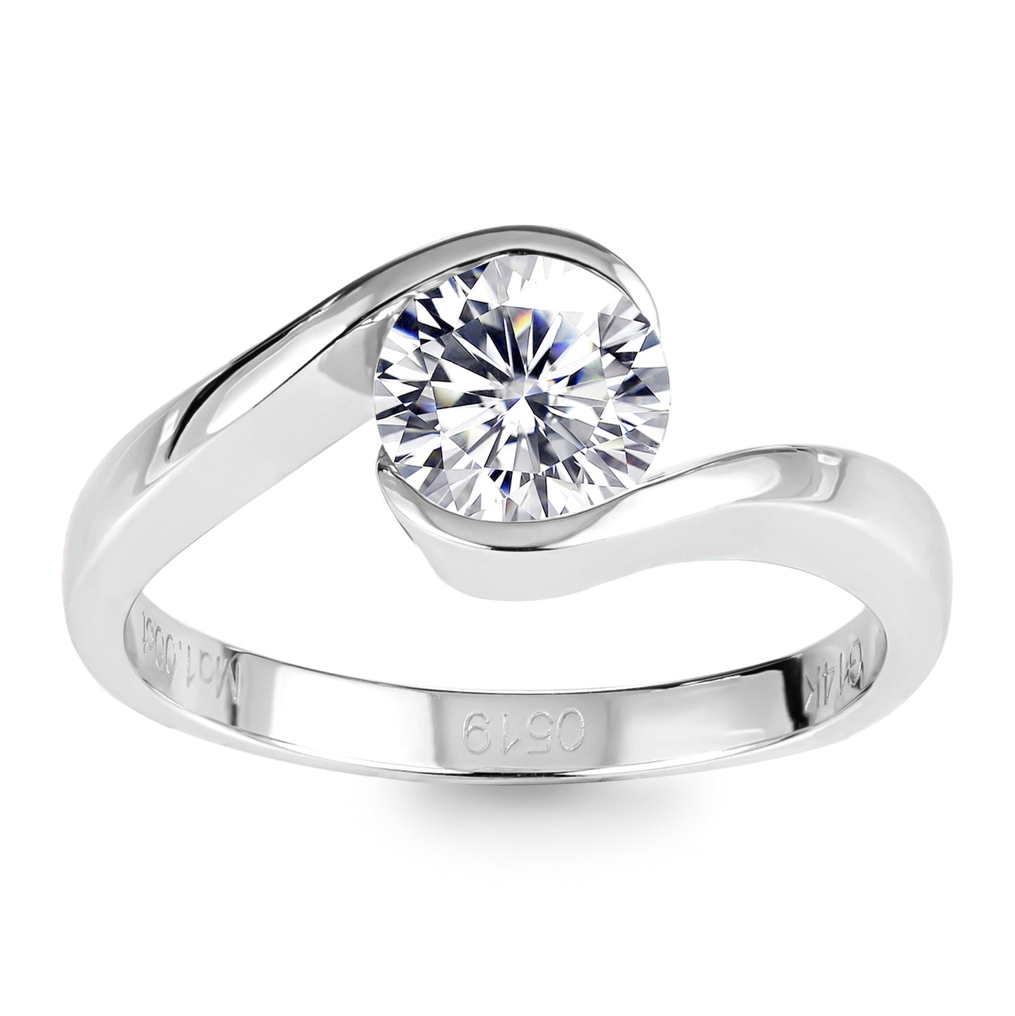 Eco-059: 1ct D VS1 Tension-Style Bypass Lab-Grown Diamond Ring | 18K Gold | IGI Certified | Ecogemma