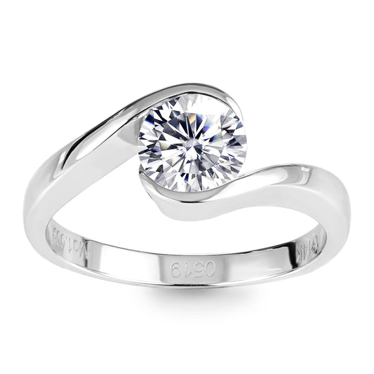 Eco-059: 1ct D VS1 Tension-Style Bypass Lab-Grown Diamond Ring | 18K Gold | IGI Certified | Ecogemma