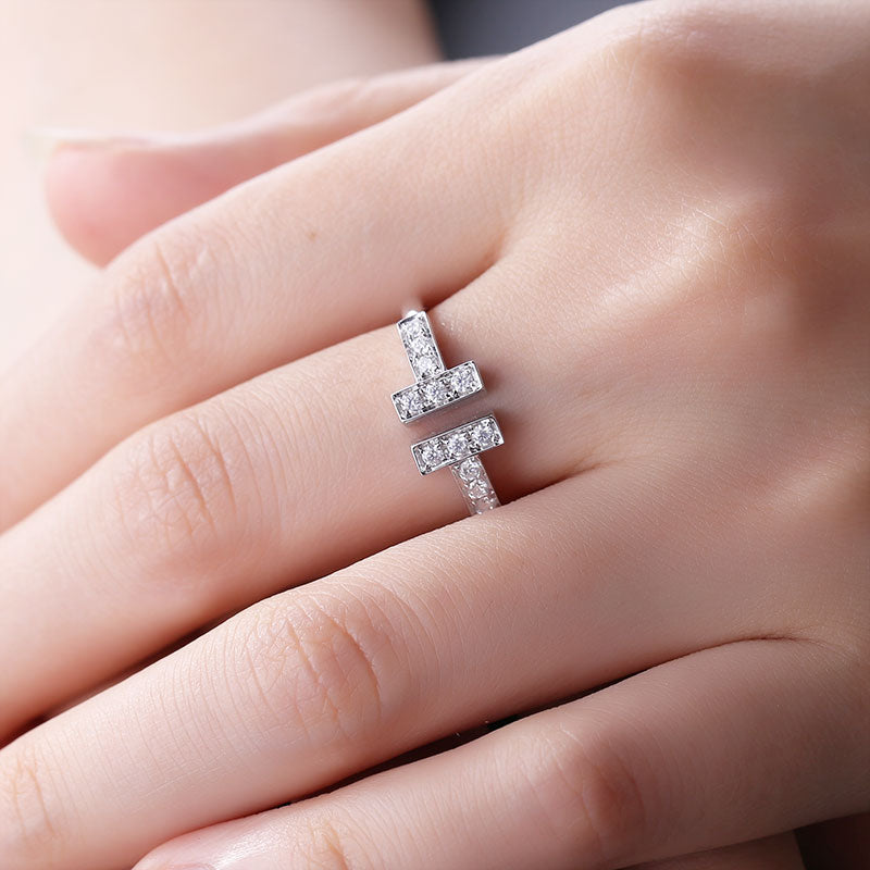 Eco-060: Open-Ended Lab-Grown Diamond Bar Ring | 18K Gold | IGI Certified | Ecogemma