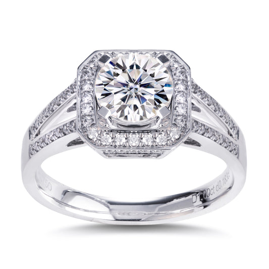 Eco-075 | 1.0ct D VVS1 Round-Cut Lab-Grown Diamond | 18K White Gold | IGI Certified