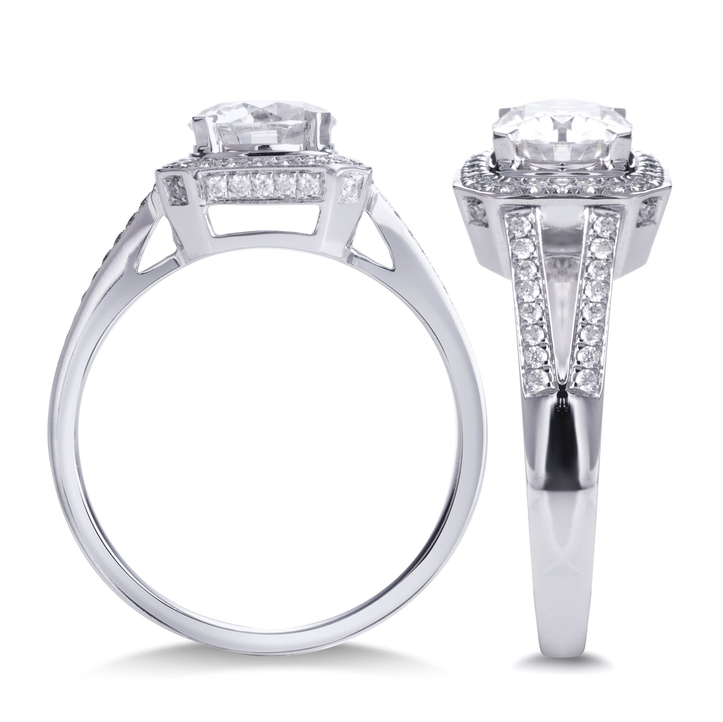 Eco-075 | 1.0ct D VVS1 Round-Cut Lab-Grown Diamond | 18K White Gold | IGI Certified