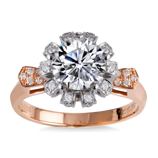 Eco-078 | 1.0ct D VVS1 Round-Cut Lab-Grown Diamond | 18K Rose Gold & White Gold | IGI Certified