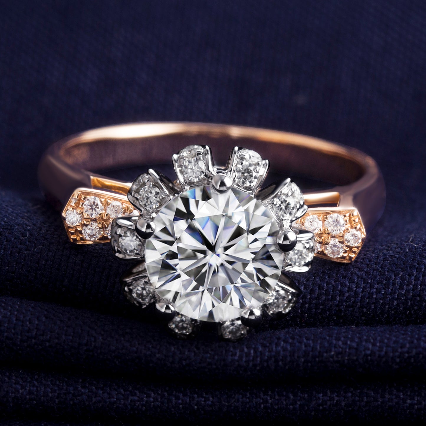 Eco-078 | 1.0ct D VVS1 Round-Cut Lab-Grown Diamond | 18K Rose Gold & White Gold | IGI Certified