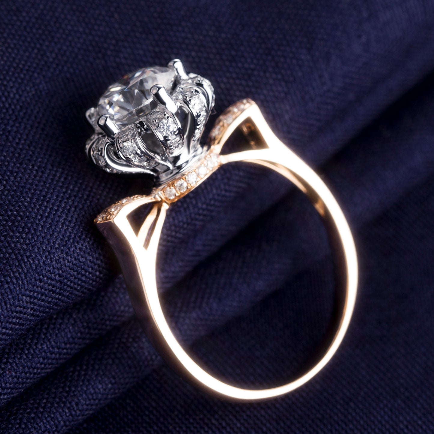 Eco-078 | 1.0ct D VVS1 Round-Cut Lab-Grown Diamond | 18K Rose Gold & White Gold | IGI Certified