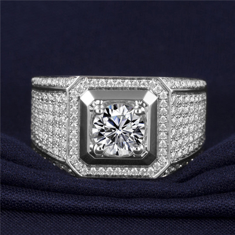 Harley-104: ヘイロー・ソブリン – 18Kホワイトゴールドのラボグロウンダイヤモンドパヴェリング