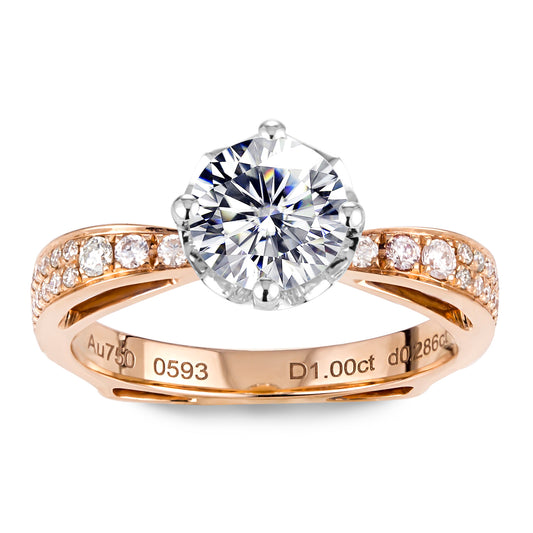 Eco-122 | 1.0ct D VVS1  Round-Cut Lab-Grown Diamond | 18K Rose Gold | IGI Certified