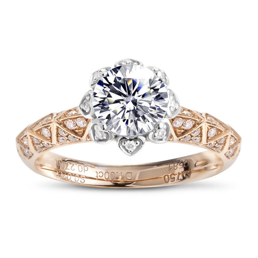 Eco—006 1.0ct D VS1 Round Cut Lab-Grown Diamond Ring in 18K Rose Gold By Ecogemma · IGI Certified