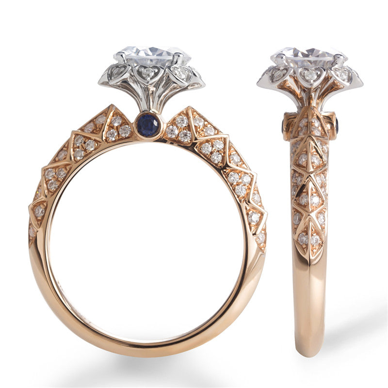 Eco—006 1.0ct D VS1 Round Cut Lab-Grown Diamond Ring in 18K Rose Gold By Ecogemma · IGI Certified