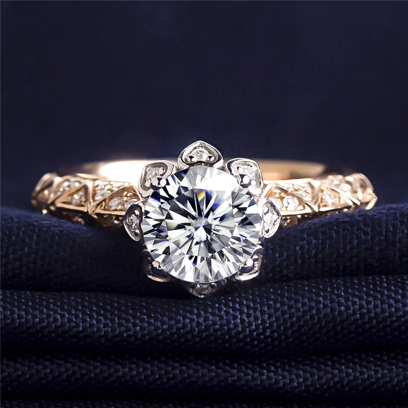 Eco—006 1.0ct D VS1 Round Cut Lab-Grown Diamond Ring in 18K Rose Gold By Ecogemma · IGI Certified