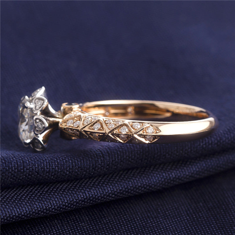Eco—006 1.0ct D VS1 Round Cut Lab-Grown Diamond Ring in 18K Rose Gold By Ecogemma · IGI Certified