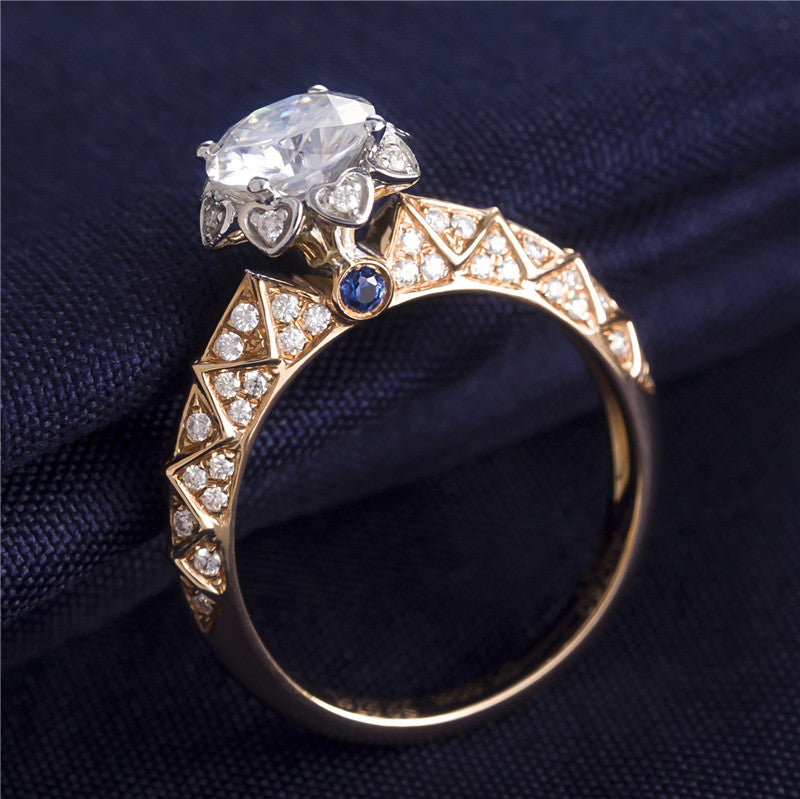 Eco—006 1.0ct D VS1 Round Cut Lab-Grown Diamond Ring in 18K Rose Gold By Ecogemma · IGI Certified