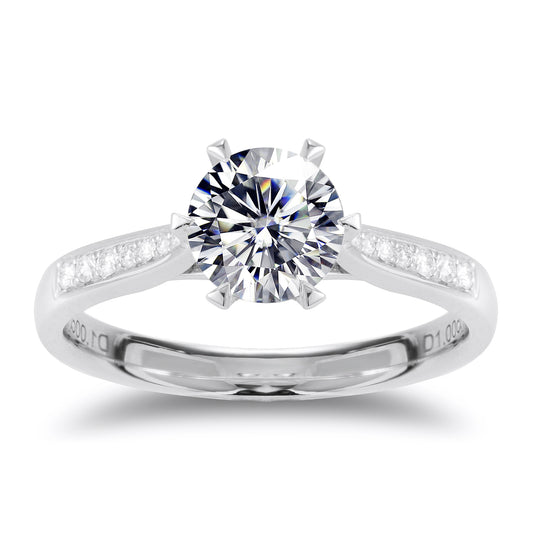 Eco-126 | 1.0ct D VVS1 Round -Cut Lab-Grown Diamond | 18K White Gold | IGI Certified