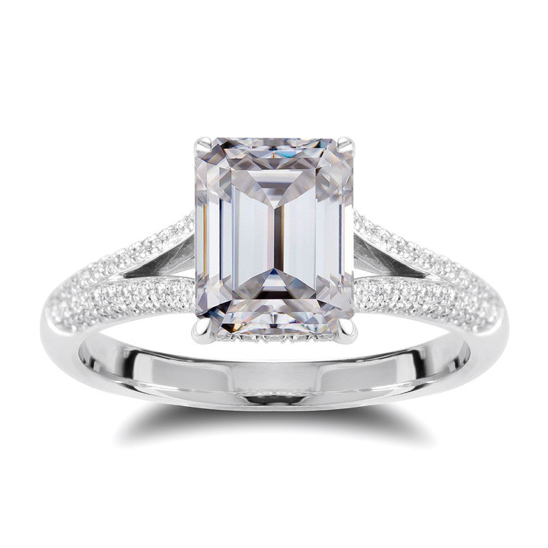 Eco-138  Customization | 18K White Gold | Emerald-Cut Lab-Grown Diamond 1.00ct D VS1 | IGI Certified
