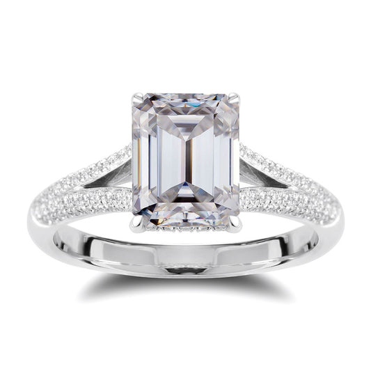 Eco-138  Customization | 18K White Gold | Emerald-Cut Lab-Grown Diamond 1.00ct D VS1 | IGI Certified