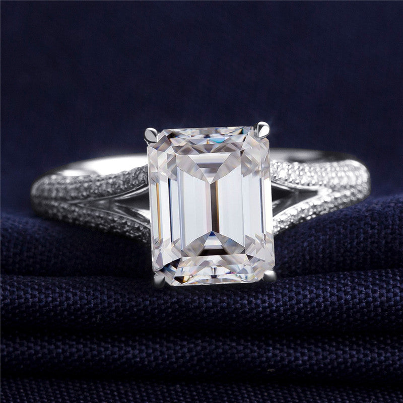 Eco-138  Customization | 18K White Gold | Emerald-Cut Lab-Grown Diamond 1.00ct D VS1 | IGI Certified