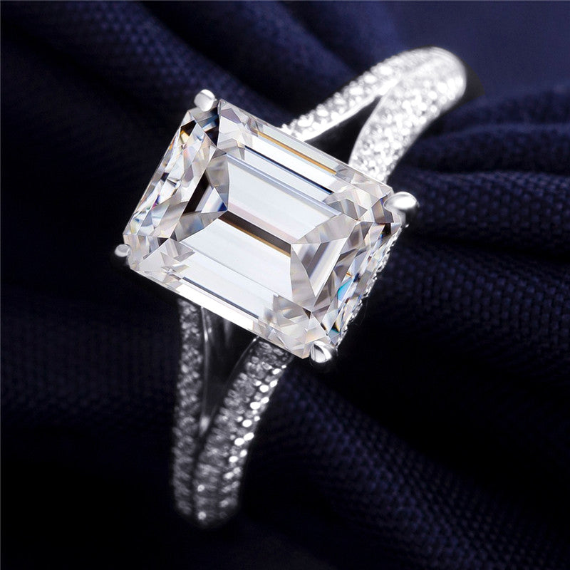 Eco-138  Customization | 18K White Gold | Emerald-Cut Lab-Grown Diamond 1.00ct D VS1 | IGI Certified