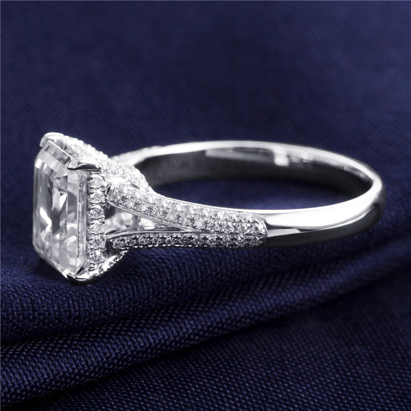Eco-138  Customization | 18K White Gold | Emerald-Cut Lab-Grown Diamond 1.00ct D VS1 | IGI Certified
