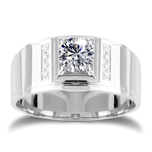 Harley-170: Radiancia lineal – Anillo de tres diamantes cultivados en laboratorio en oro blanco de 18 quilates