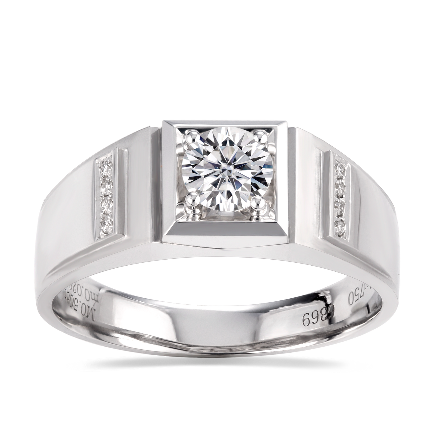 Harley-171: Línea Prisma – Anillo de canal de moissanita cultivada en laboratorio en oro blanco de 18 quilates