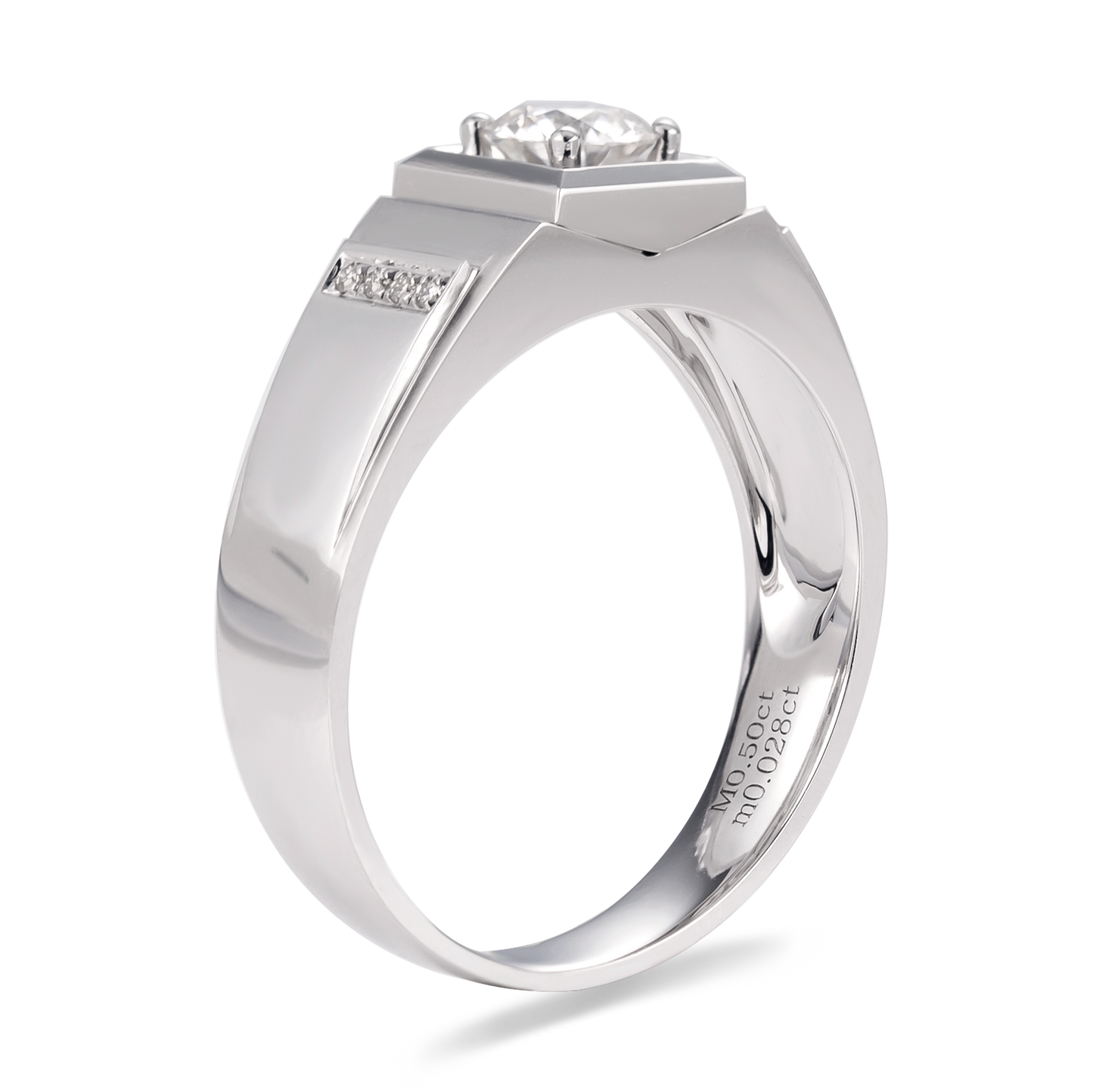 Harley-171: Línea Prisma – Anillo de canal de moissanita cultivada en laboratorio en oro blanco de 18 quilates