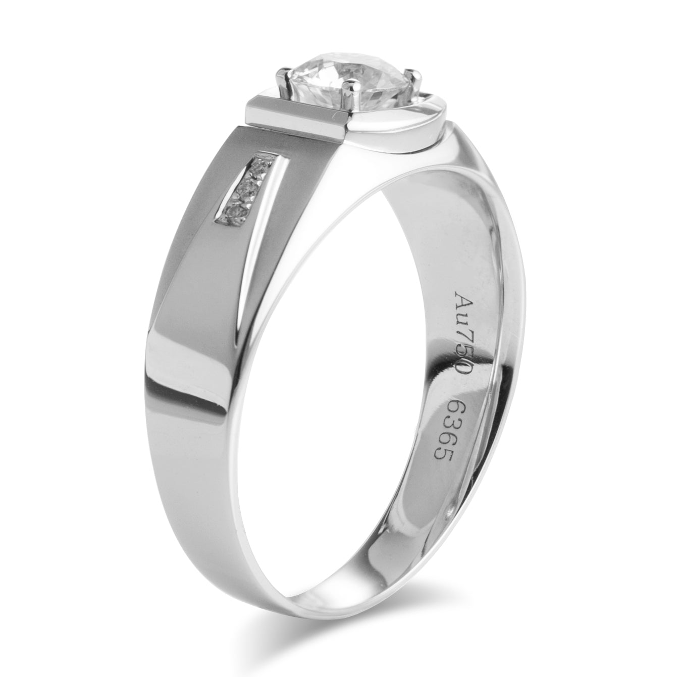 Harley-176: Corona Linear – Anillo con bisel de diamantes cultivados en laboratorio en oro blanco de 18 quilates