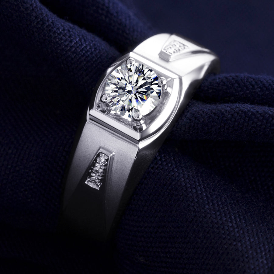 Harley-176: Corona Linear – Anillo con bisel de diamantes cultivados en laboratorio en oro blanco de 18 quilates