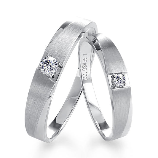 Harley-177: Whisper Bond – Anillo cepillado con diamantes cultivados en laboratorio en oro blanco de 18 quilates