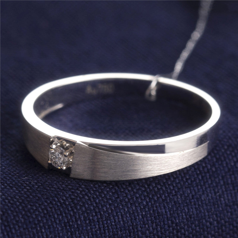 Harley-177: Whisper Bond – Anillo cepillado con diamantes cultivados en laboratorio en oro blanco de 18 quilates