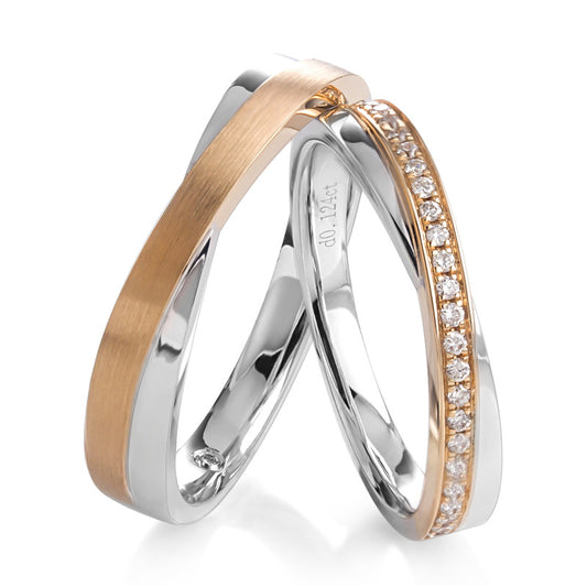 Harley-179: Voto entrelazado: anillos de dos tonos con diamantes cultivados en laboratorio en oro blanco y rosa de 18 quilates