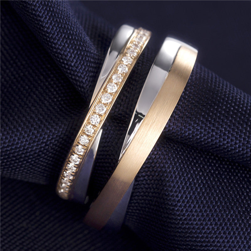 Harley-179: Voto entrelazado: anillos de dos tonos con diamantes cultivados en laboratorio en oro blanco y rosa de 18 quilates