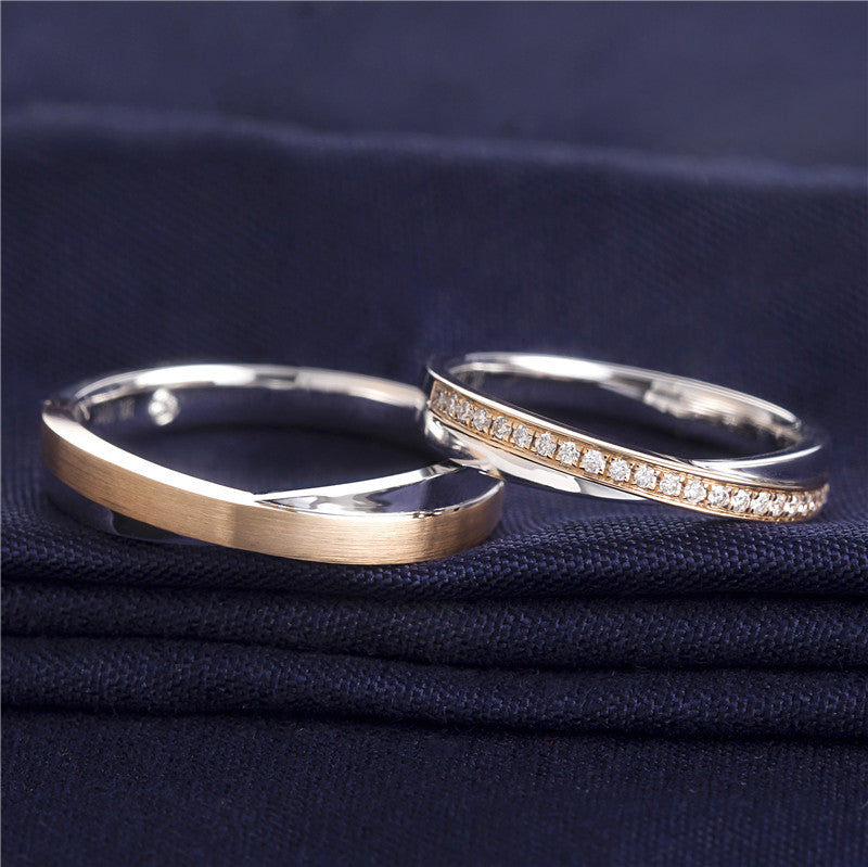 Harley-179: Voto entrelazado: anillos de dos tonos con diamantes cultivados en laboratorio en oro blanco y rosa de 18 quilates