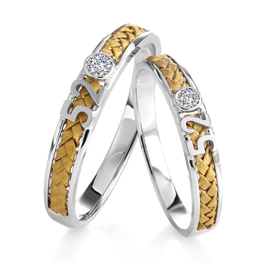 Harley-182: Golden Verse – Anillos de diamantes cultivados en laboratorio en oro blanco y amarillo de 18 quilates