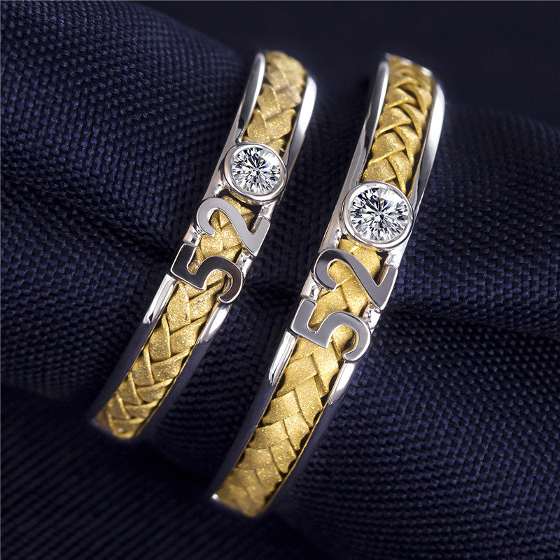 Harley-182: Golden Verse – 18Kホワイト＆イエローゴールドのラボグロウンダイヤモンド織りバンド