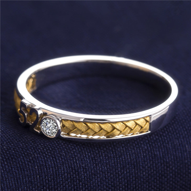 Harley-182: Golden Verse – 18Kホワイト＆イエローゴールドのラボグロウンダイヤモンド織りバンド